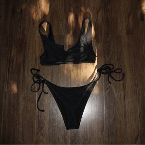 Frankie's Bikinis Black Minimalist Two-Piece Swimwear